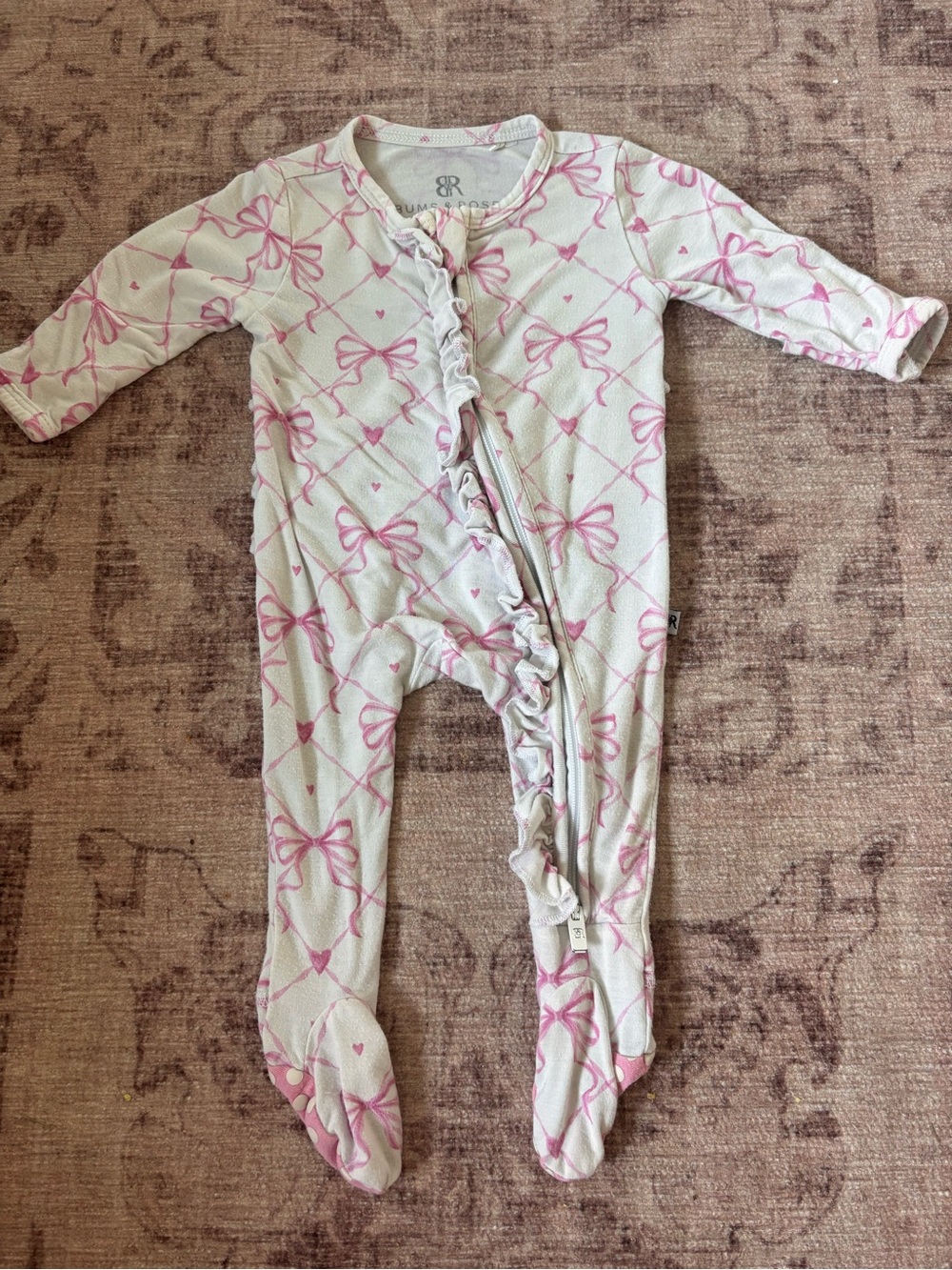 bums and roses baby bamboo footie sleeper